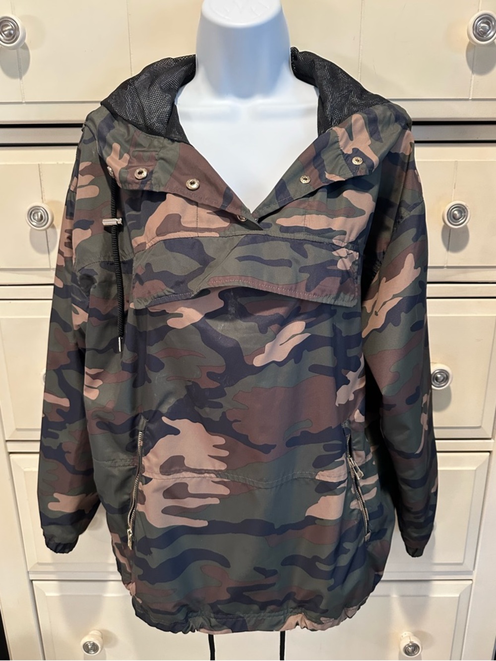 Forever 21 Camo Utility Anorak Jacket - Green, Brown, Black